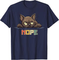 Lazy Burmese Cat Nope T-Shirt - Navy Blue