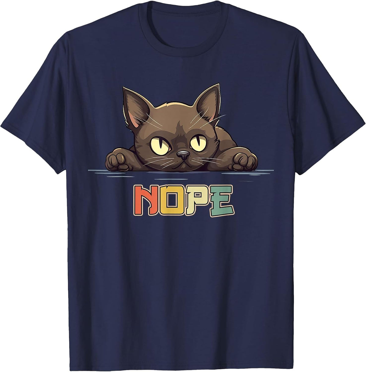 Lazy Burmese Cat Nope T-Shirt - Navy Blue