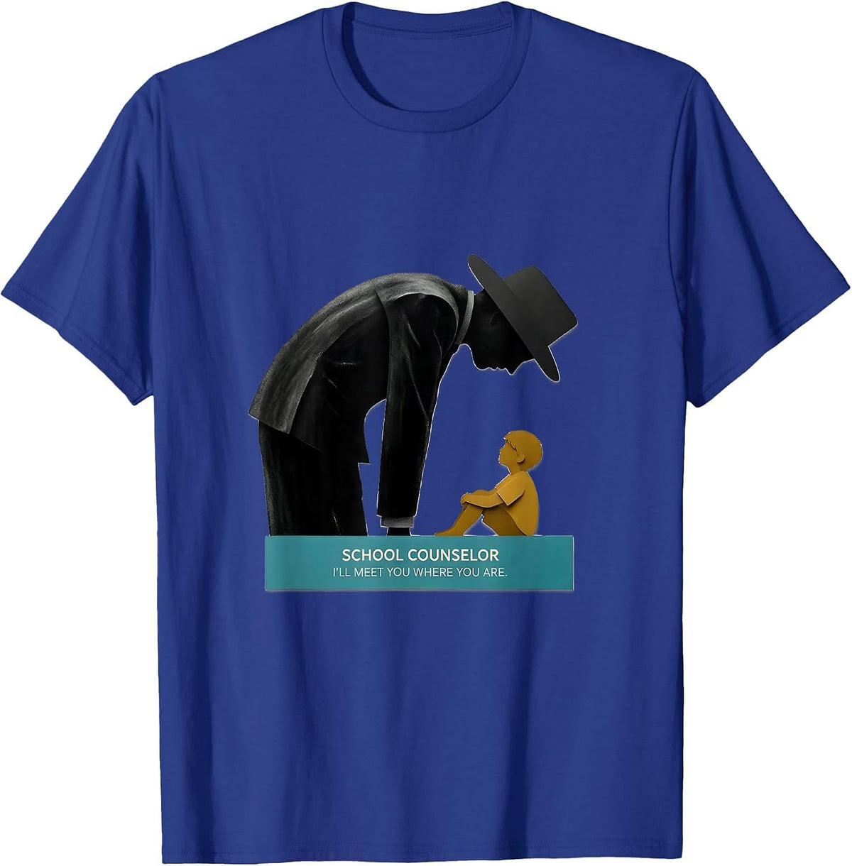 School Counselor I’ll Meet You Where You Are Retro T-Shirt - Royal Blue