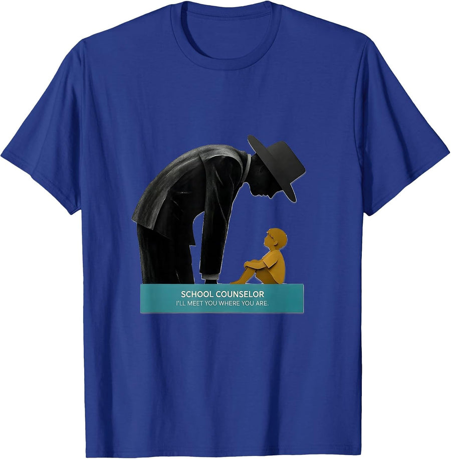 School Counselor I’ll Meet You Where You Are Retro T-Shirt - Royal Blue
