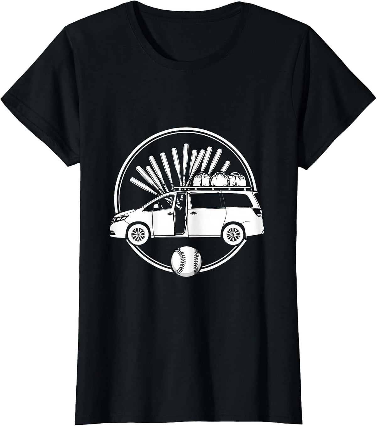 Softball Mom Minivan Graphic Tee T-Shirt - Black