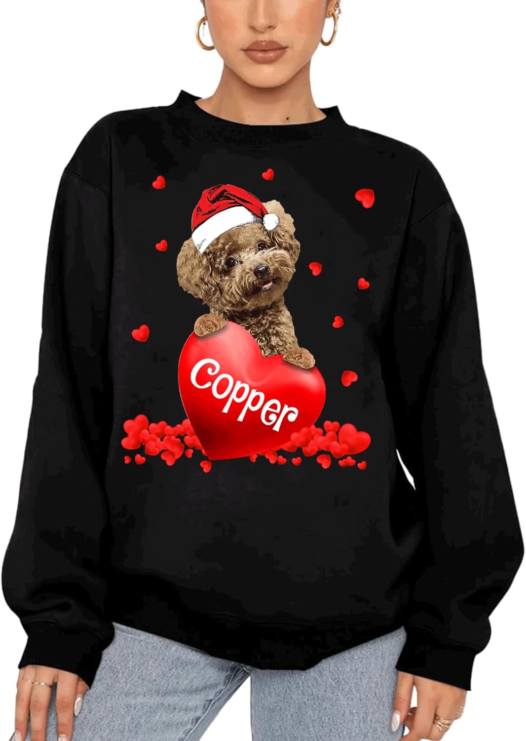 Personalized Goldendoodle 1 Dog Hold Red Heart Shirt - Dog Sweatshirt for Women, Valentine's Day Gifts for Dog Mom, Dog