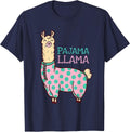 Pajama Llama Cute Llama Pajama Alpaca Kids Women Girl T-Shirt - Navy Blue