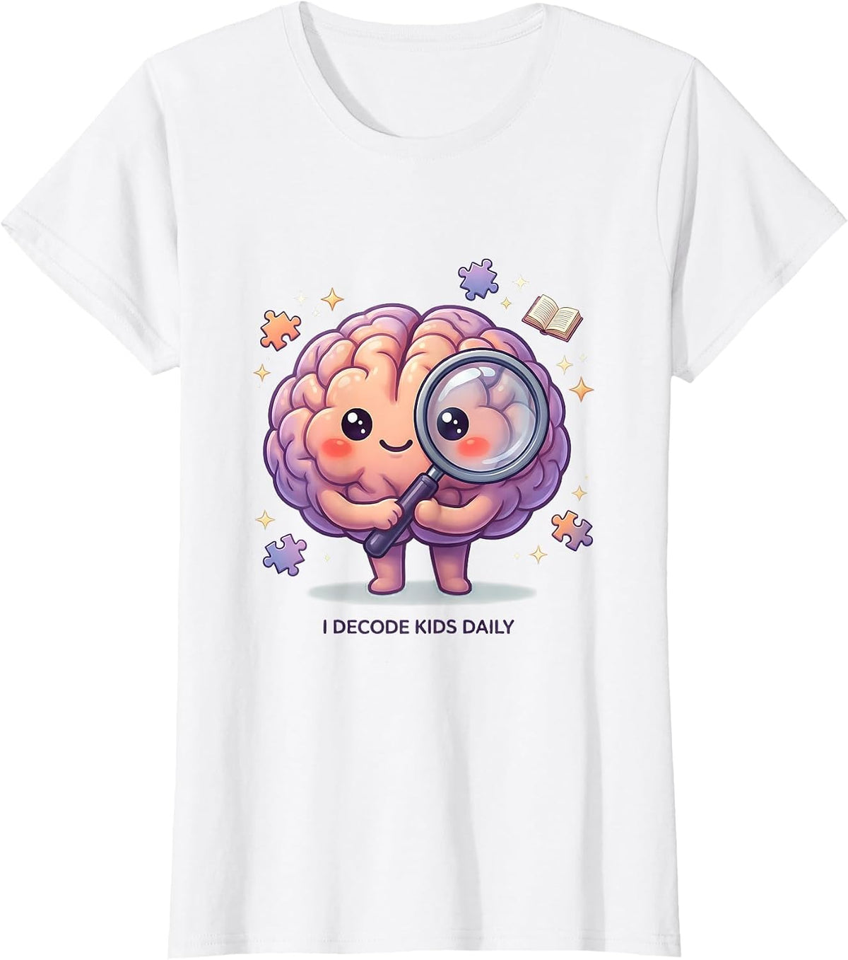 I Decode Kids Daily School Psychologist Design T-Shirt - White