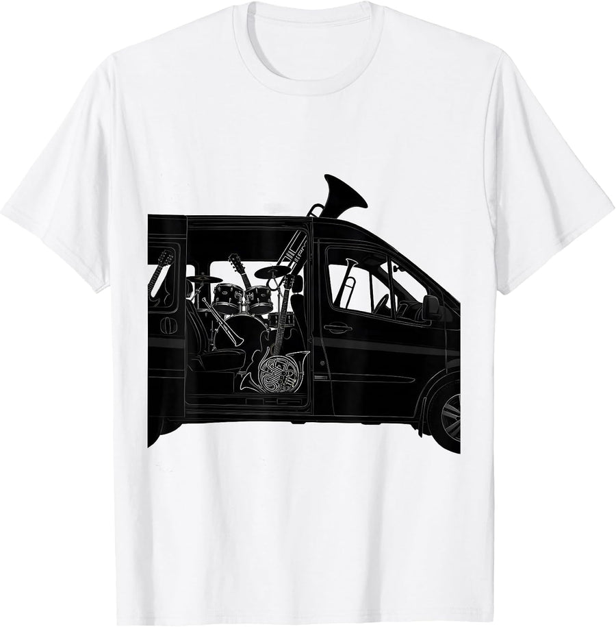 Men's Band Mom Minivan Overloaded With Instruments T-Shirt - White