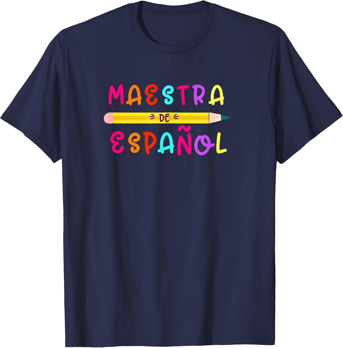 Maestra de Español Back to School Dual Language T-Shirt - Navy Blue