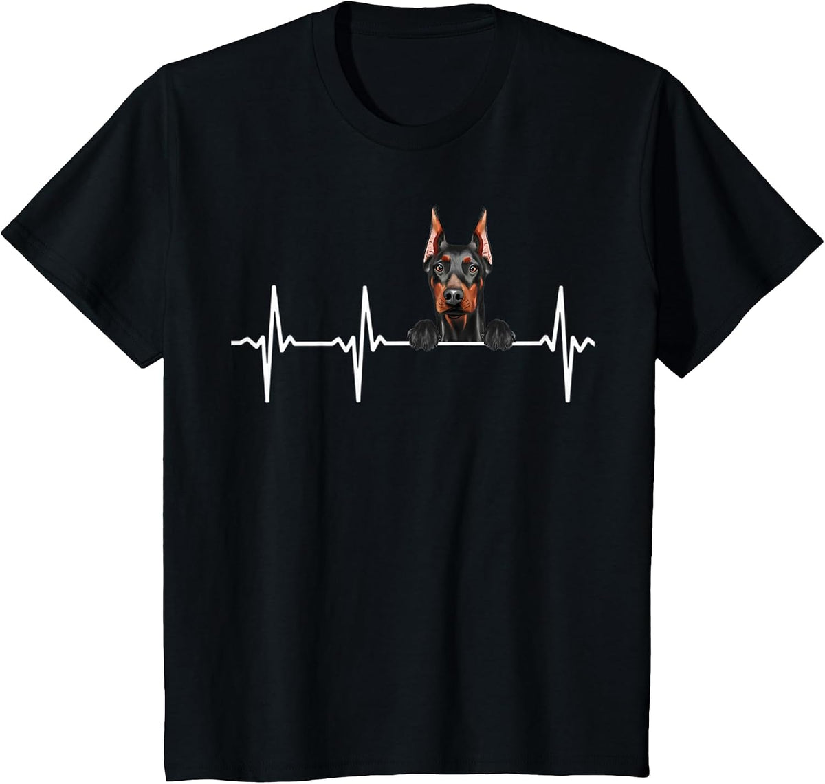 Funny Dog Heartbeat for Doberman Pinscher Lovers T-Shirt - Black