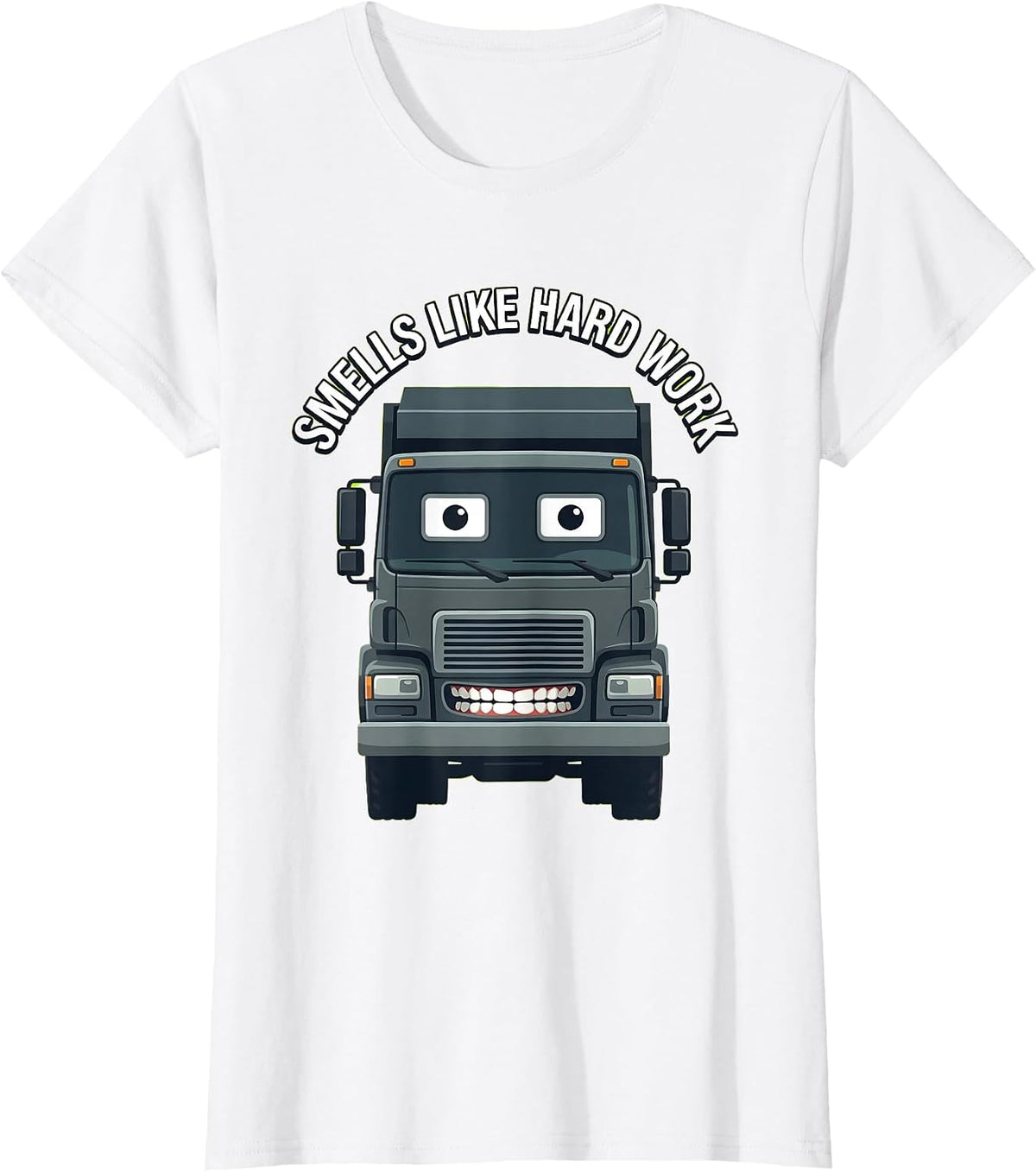 Trash Truck Smells Like Hard Work Design T-Shirt - White