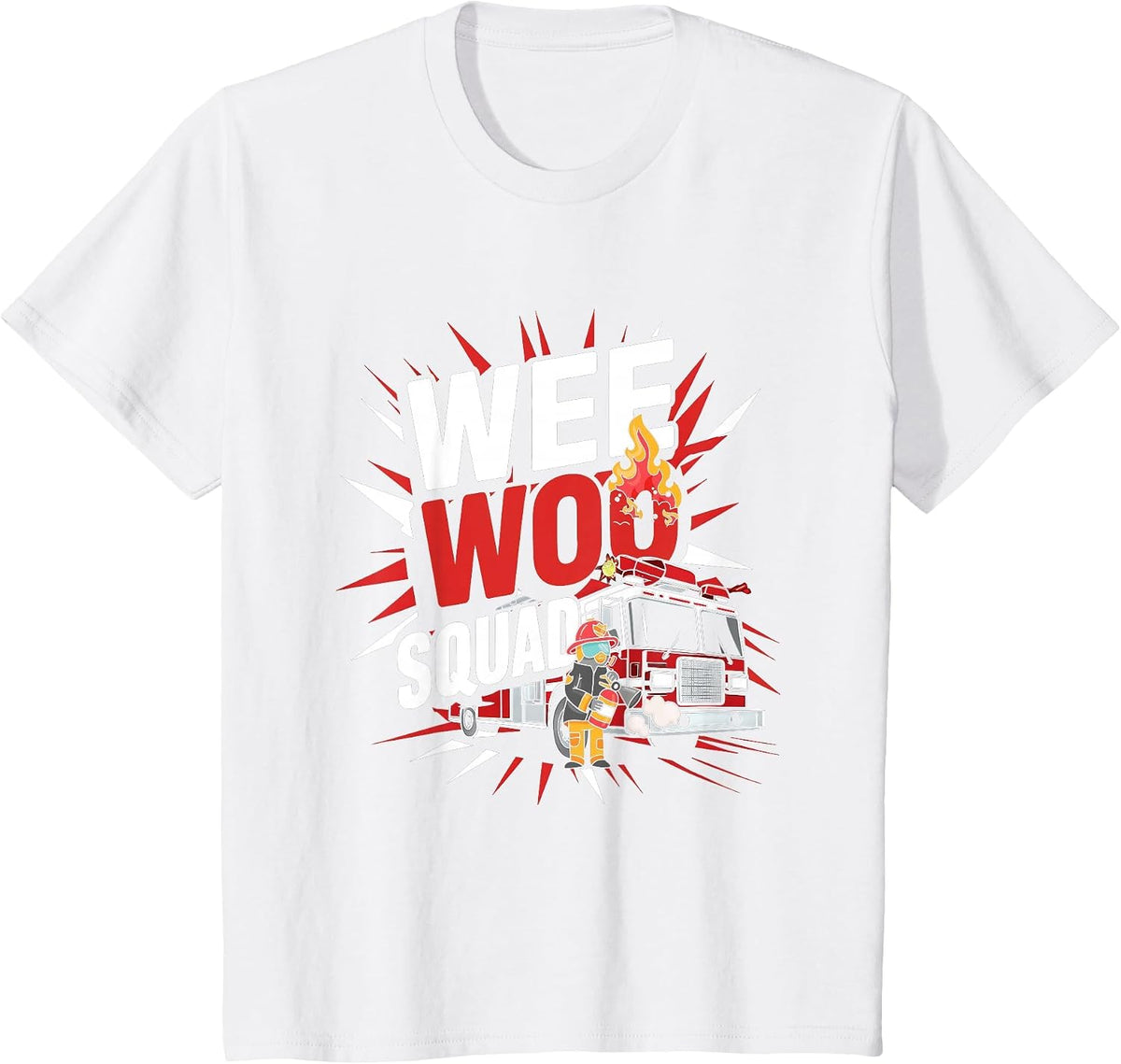 WeeWoo Squad Firefighter Funny Fire Truck Fireman Meme T-Shirt - White