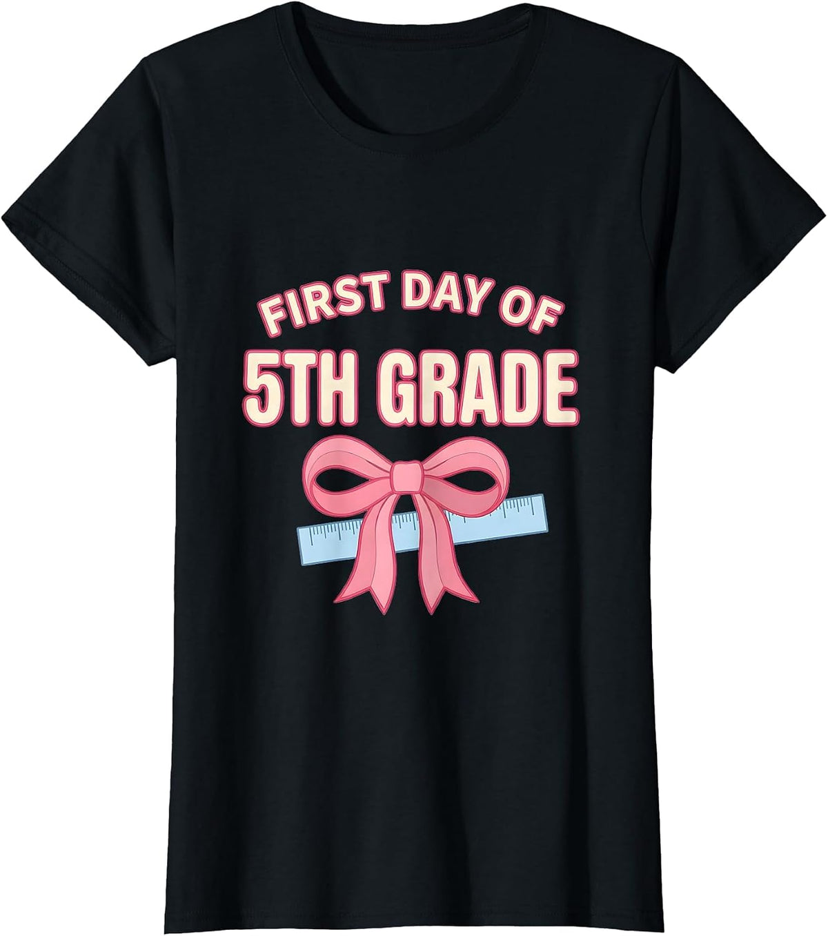 Women's First Day Of 5th Grade Coquette Back To School Girls Kids T-Shirt - Black