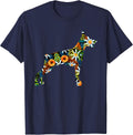 Funny Doberman Art for Men Women Floral Doberman Pinscher T-Shirt - Navy Blue