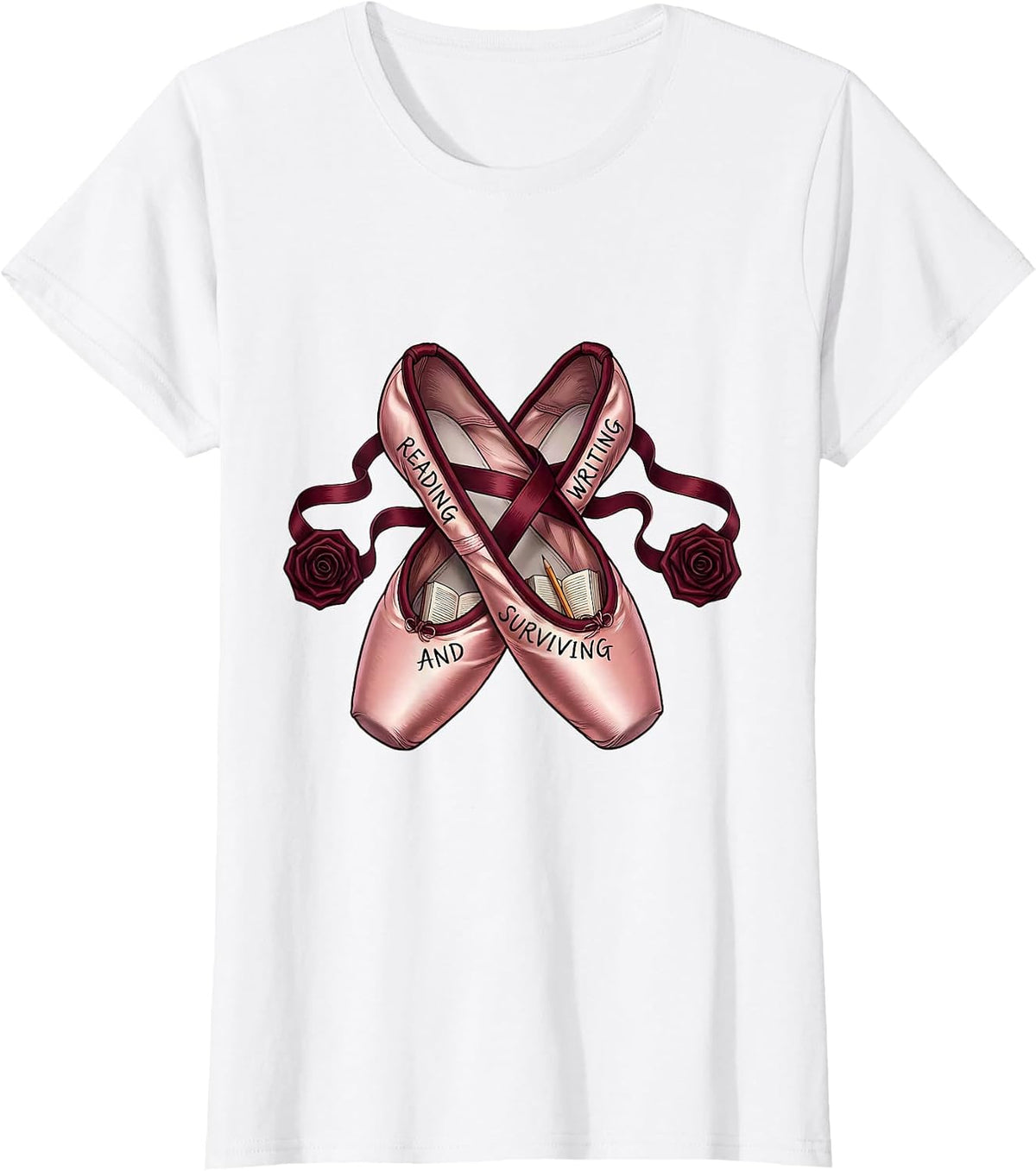 Women's Reading Writing and Surviving 4th Grade Teacher T-Shirt - White