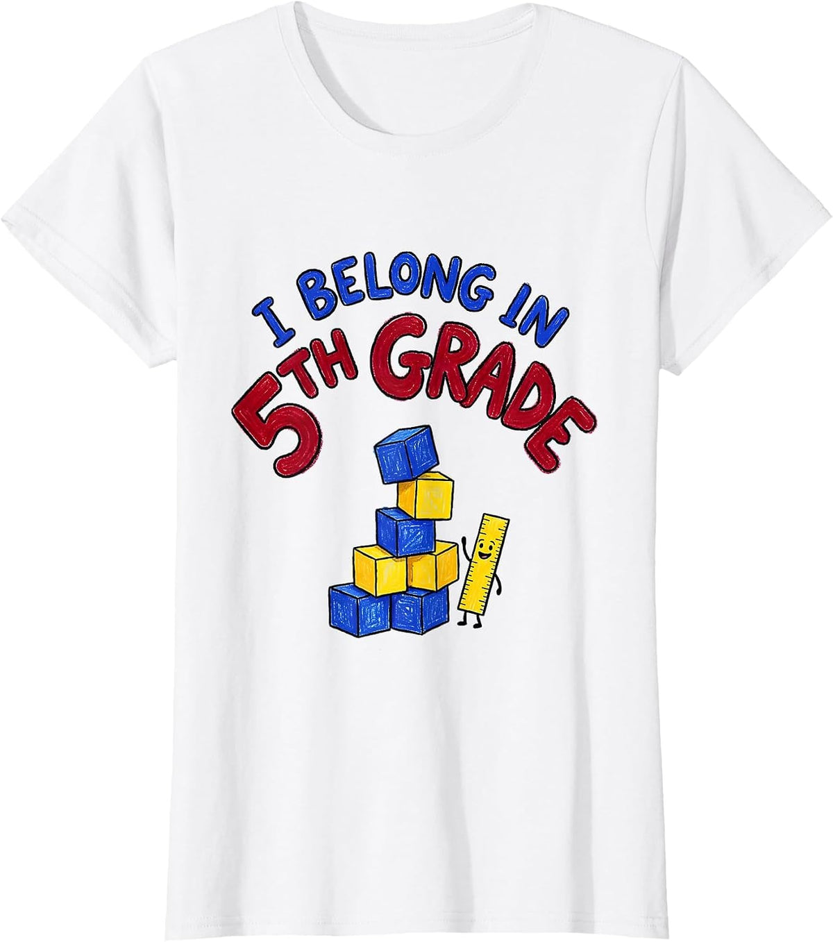 I Belong In 5th Grade Funny Kids Back To School Grade Level T-Shirt - White