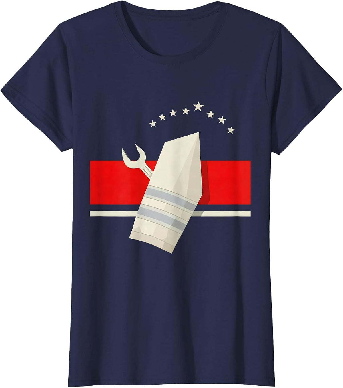 Women's Geometric Turnout Coat Firefighter Pride Tribute T-Shirt - Navy Blue