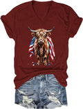 Highland Cow Shirt Cut Sunflower Highland Cow Shirt V Neck - V-Neck Claret7