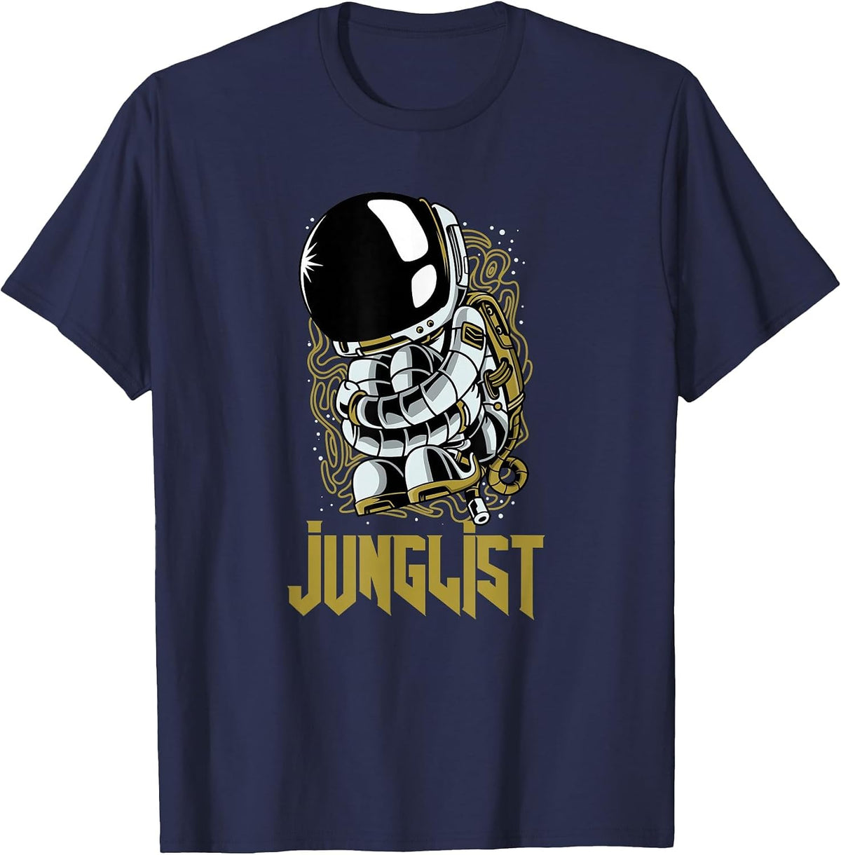 Junglist Spaceman174 BPM DnB Music Liquid EDM Drum and Bass T-Shirt - Navy Blue