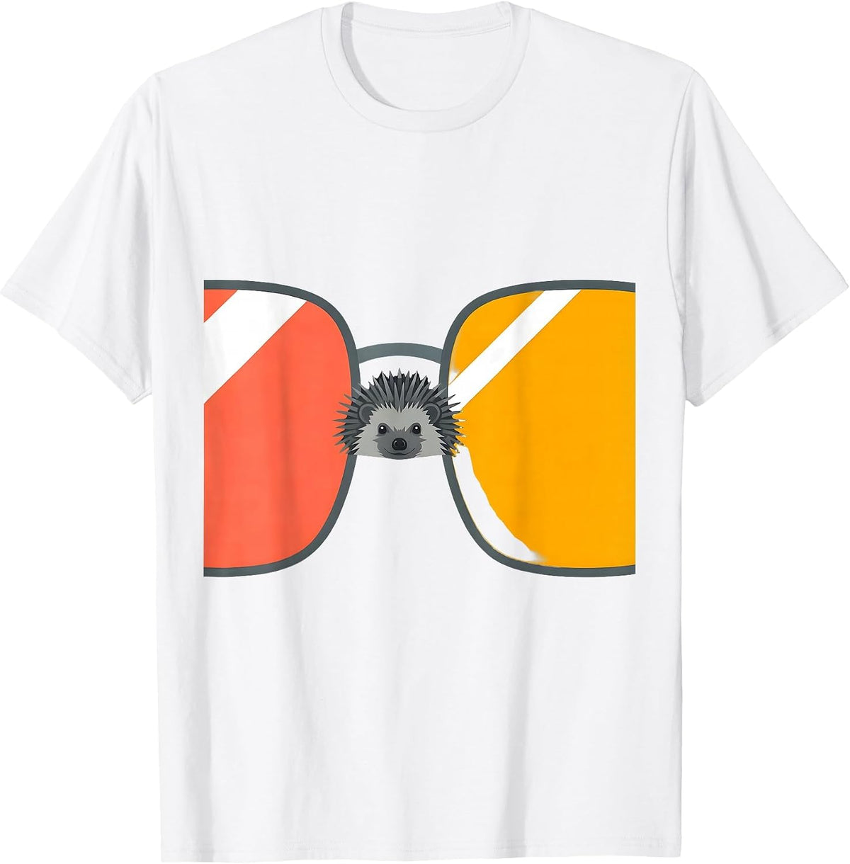 Men's Hedgehog Sunglasses Funny Animal Humor Graphic T-Shirt - White
