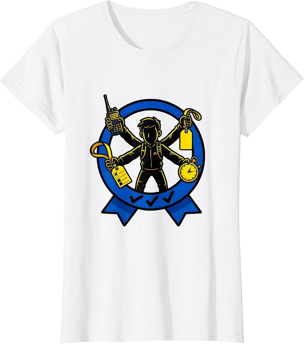 Sealed Para Badge Cartoon Humor School Support Staff T-Shirt - White