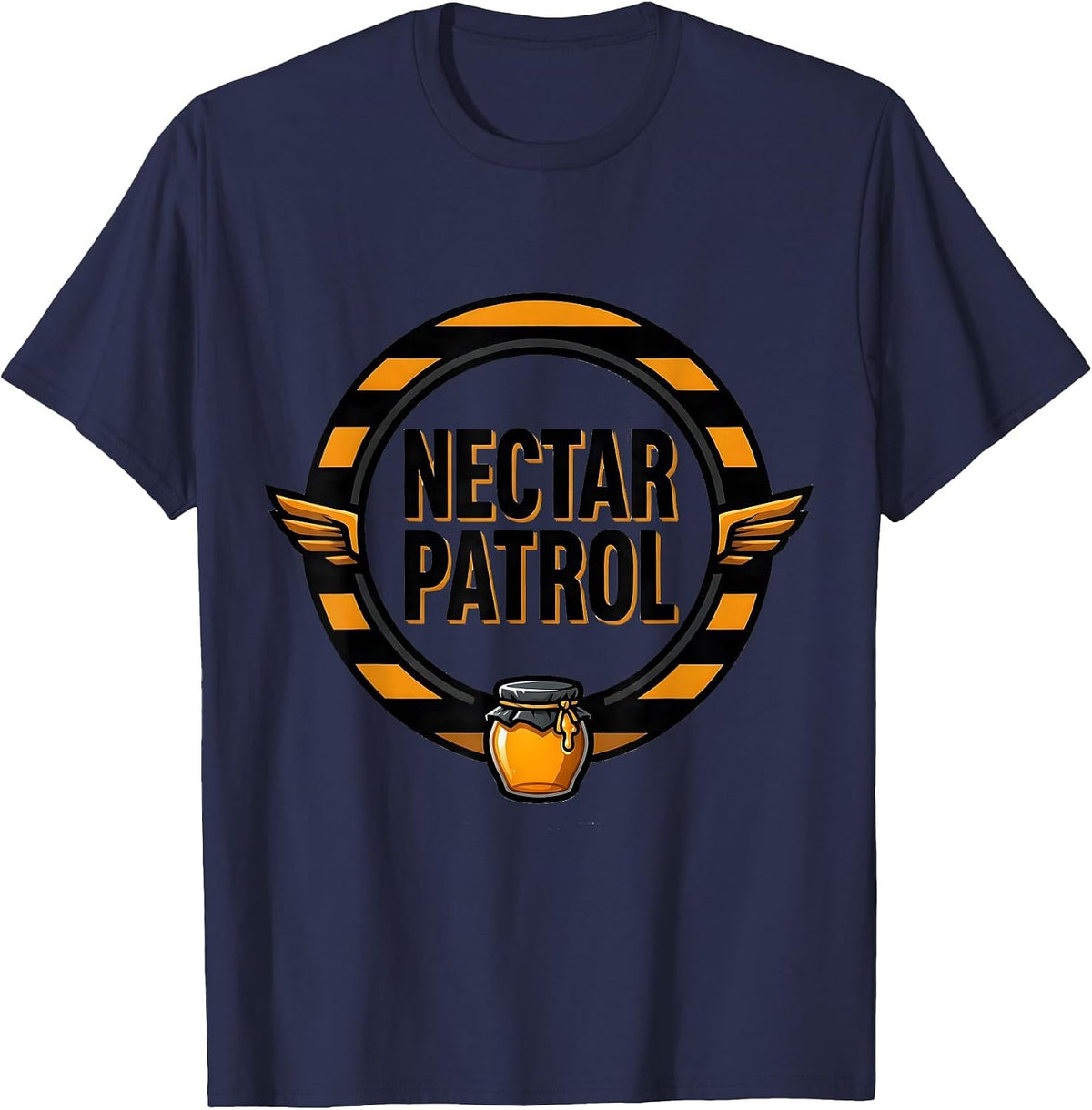 Men's Nectar Patrol Playful Halloween Bee Honey Jar Costume Humor T-Shirt - Navy Blue