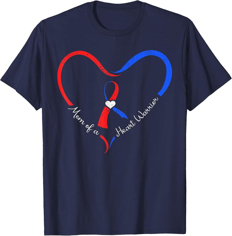 Mom of A Heart Warrior Surgery Patient Coronary Disease T-Shirt - Navy Blue