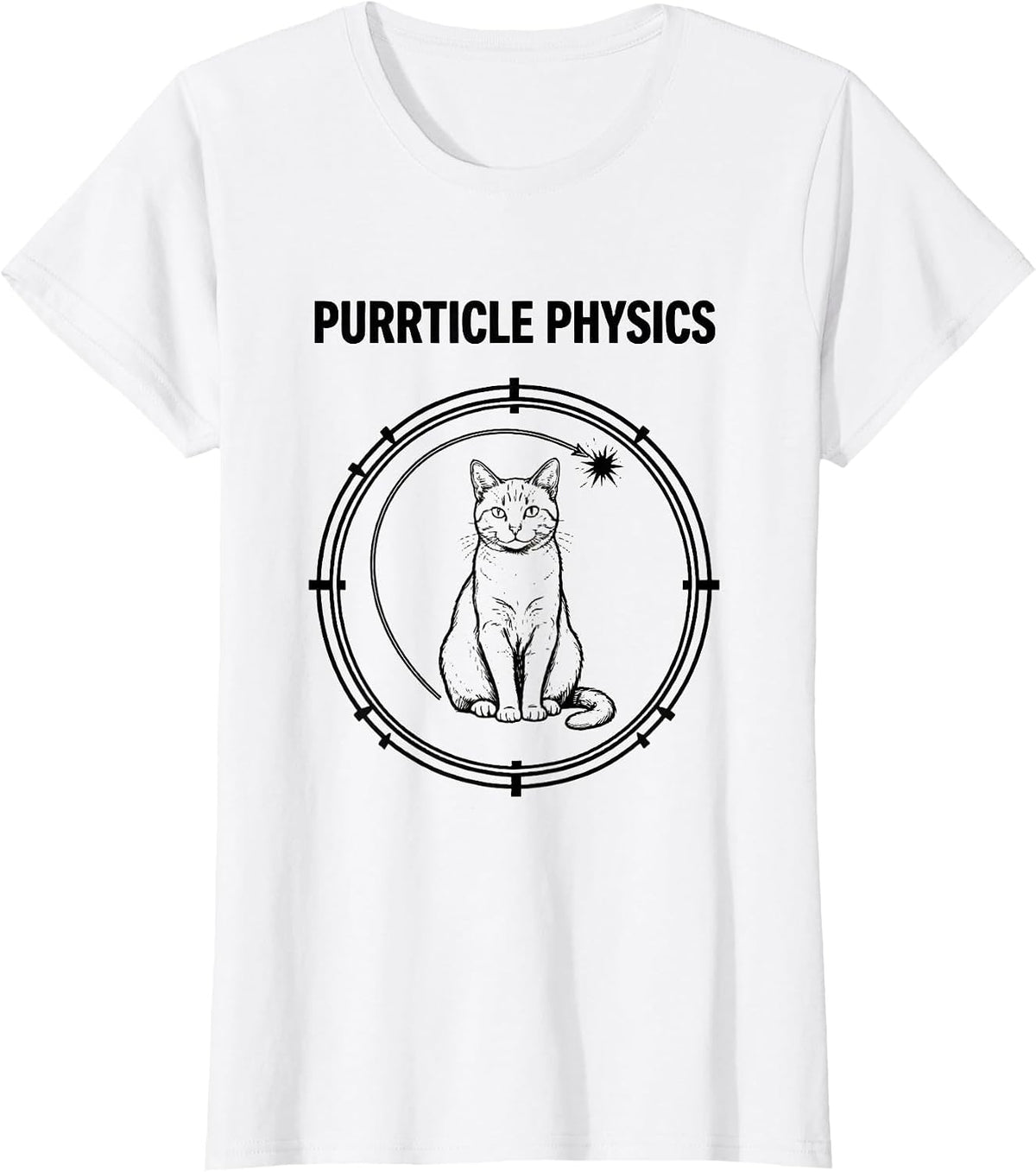 Purrticle Physics Funny Science Cat Teacher Student Humor T-Shirt - White