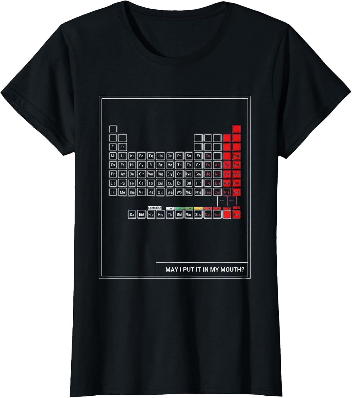 Women's May I Put It In My Mouth Funny Periodic Table Chemistry T-Shirt - Black
