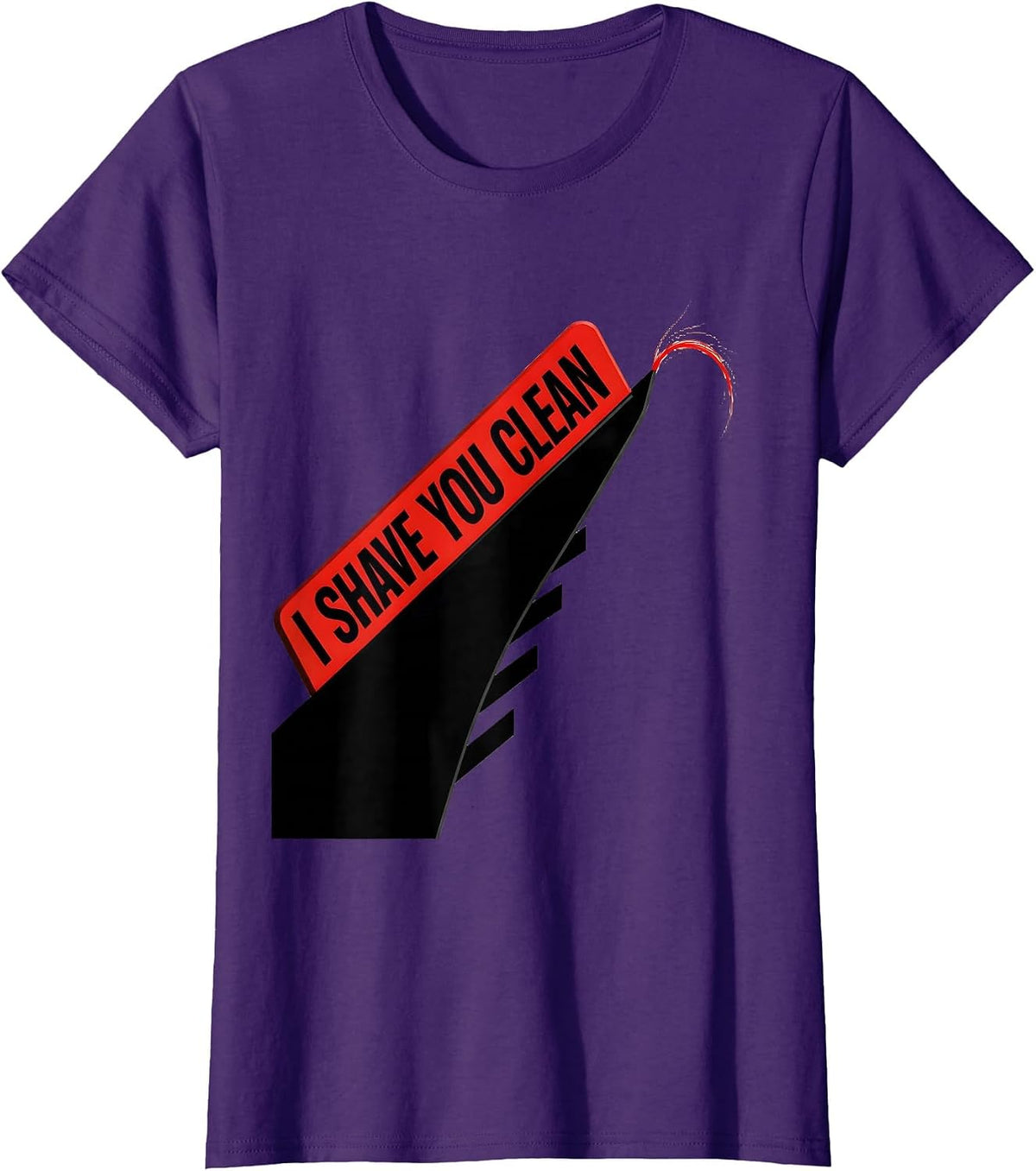 Women's I Shave You Clean Funny Hairdresser Barber Pun Humor T-Shirt - Purple