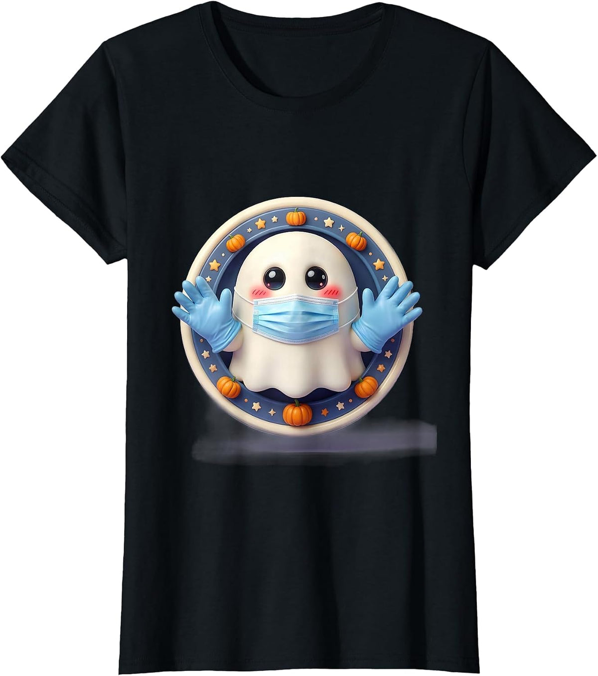 Women's Halloween Ghost Surgeon Underscrub Design T-Shirt - Black