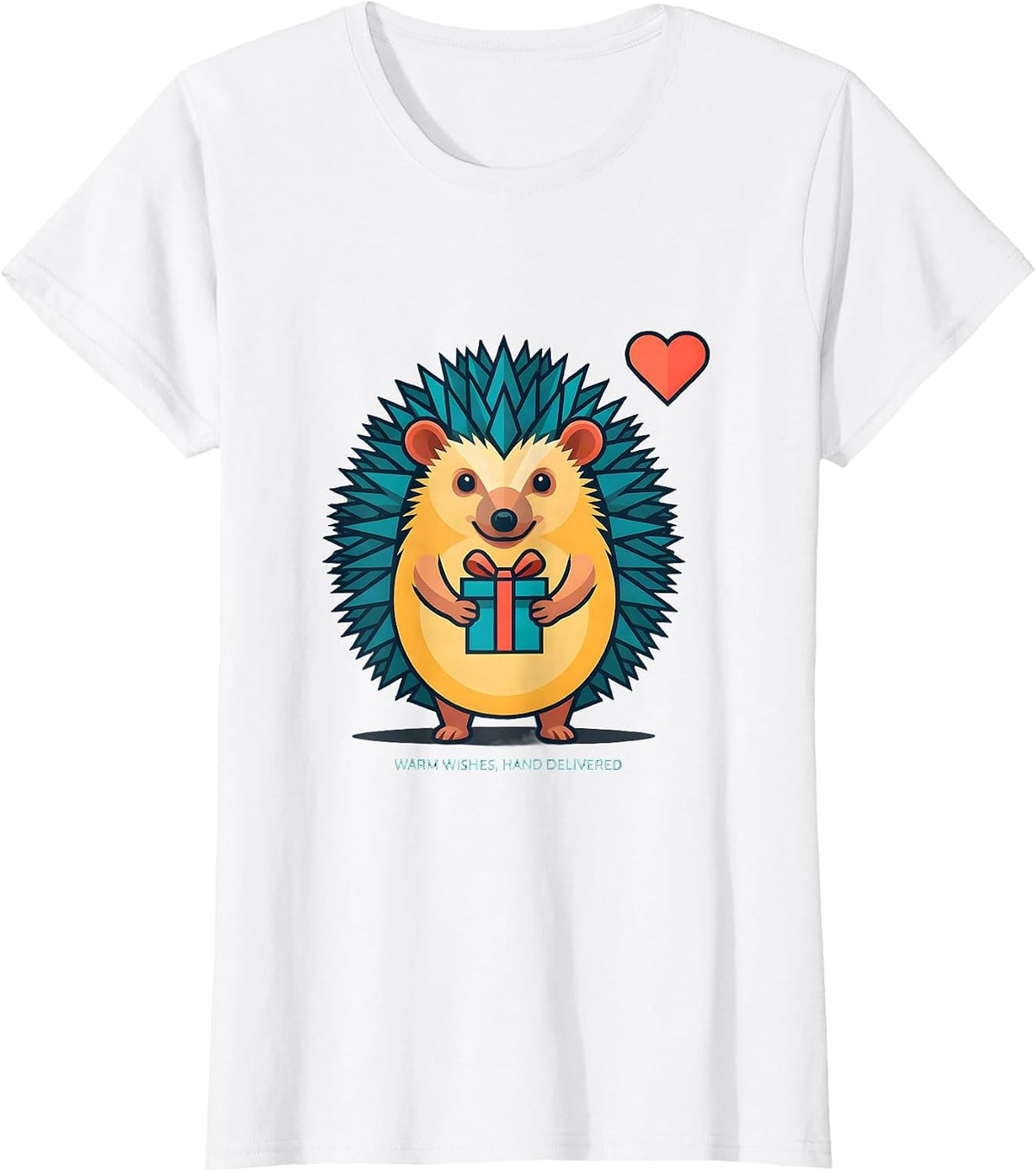Women's Warm Wishes Hand Delivered Cute Hedgehog Animal Lover Gift T-Shirt - White