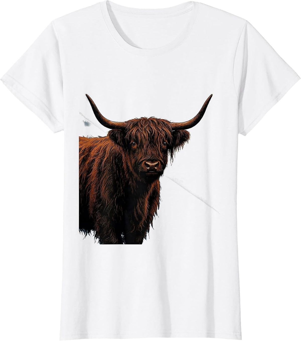 Highland Cow Cute Scottish Humor Flat Graphic T-Shirt - White