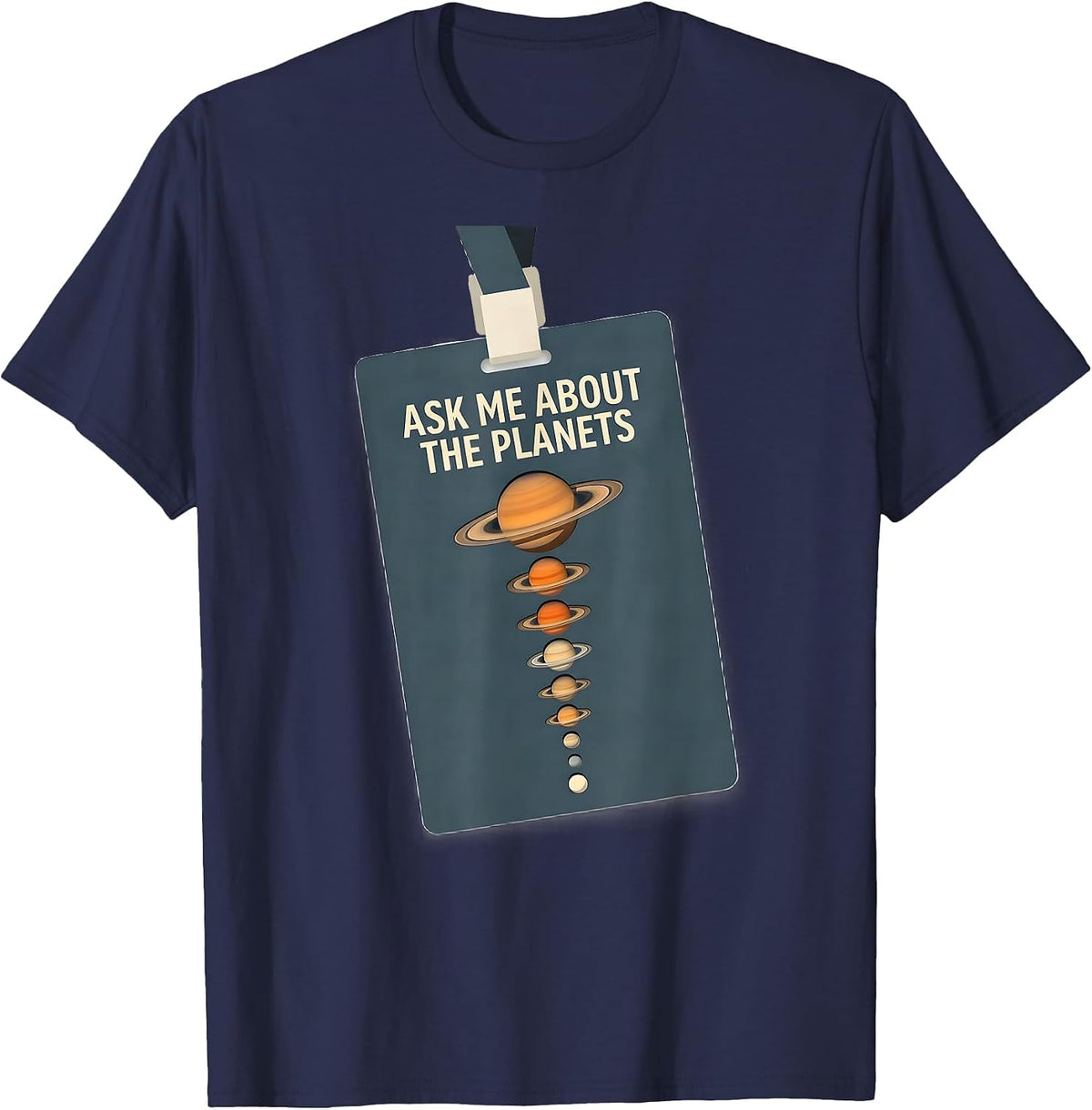 Men's Ask Me About The Planets Funny Solar System Space Enthusiast T-Shirt - Navy Blue