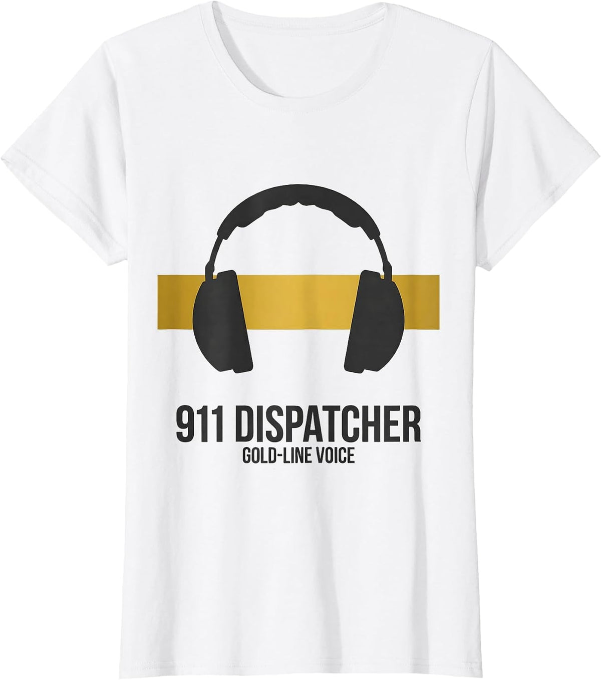 911 Dispatcher Gold-Line Voice Tribute Thin Line Emergency T-Shirt - White