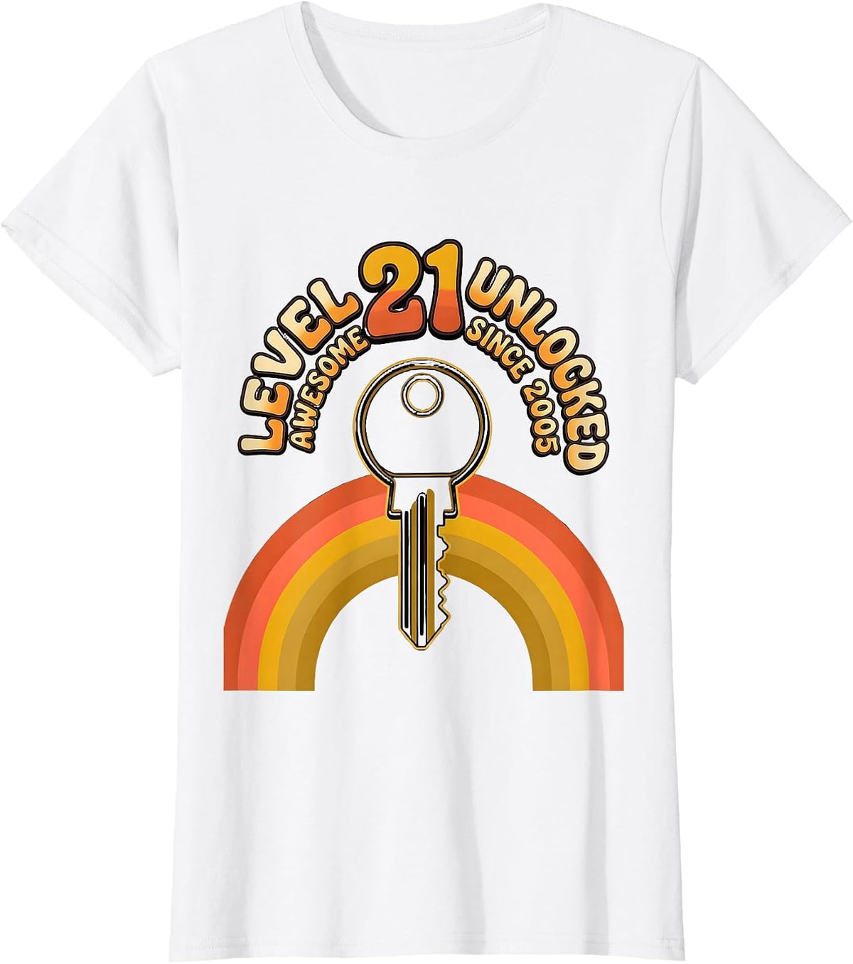 Level 21 Unlocked Awesome Since 2005 Retro Vintage Gamer T-Shirt - White