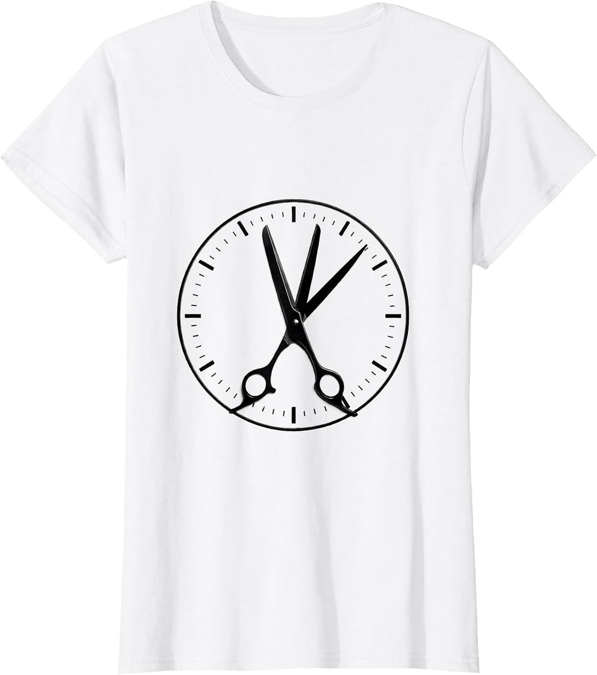Barber Shear Clock Humor Hairdresser Gift T-Shirt - White