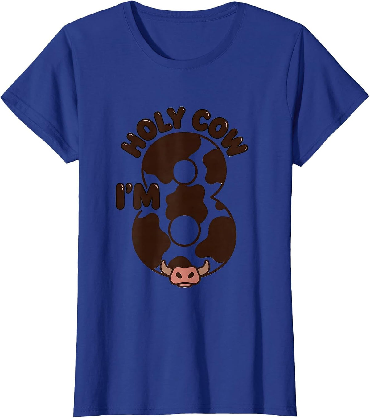 Women's Holy Cow I'm Eight Cute Highland Cow Birthday Girl Farm Mom T-Shirt - Royal Blue
