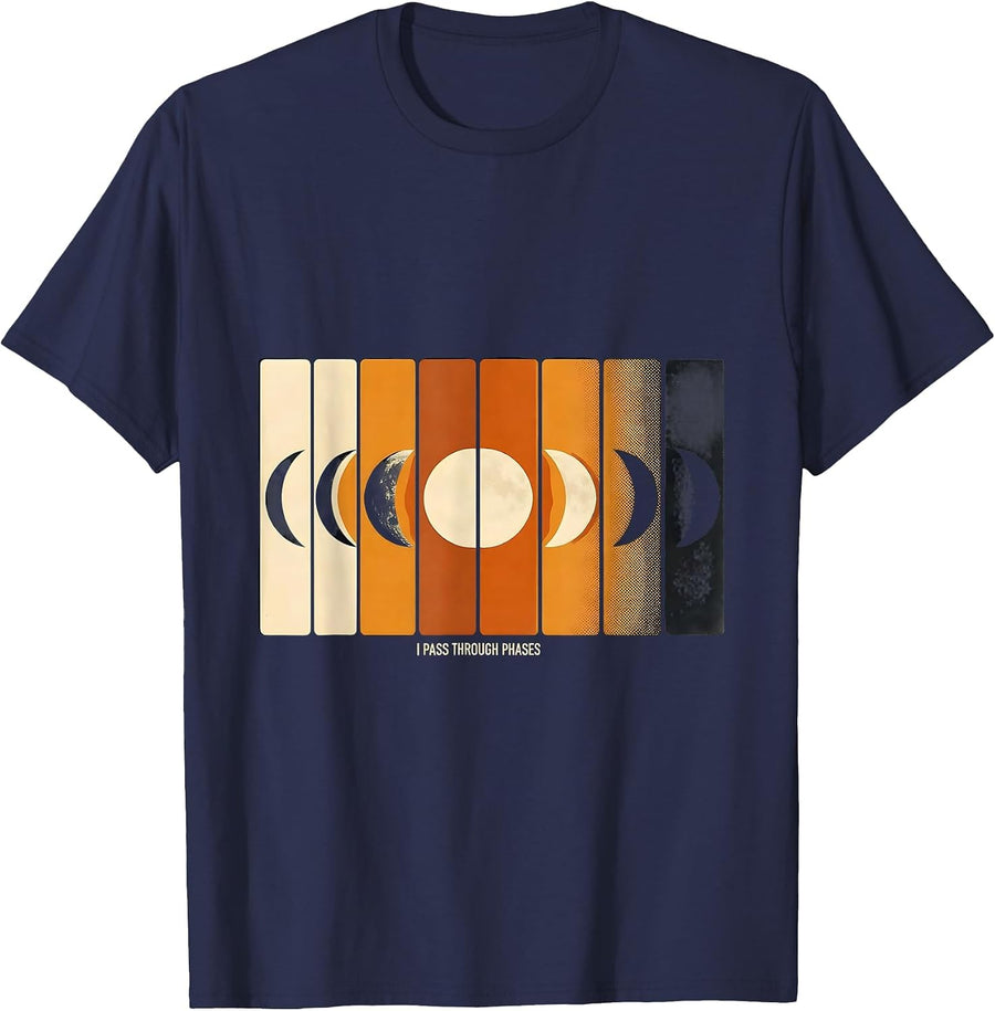 I Pass Through Phases Moon Phases Astronomy Astrology T-Shirt - Navy Blue