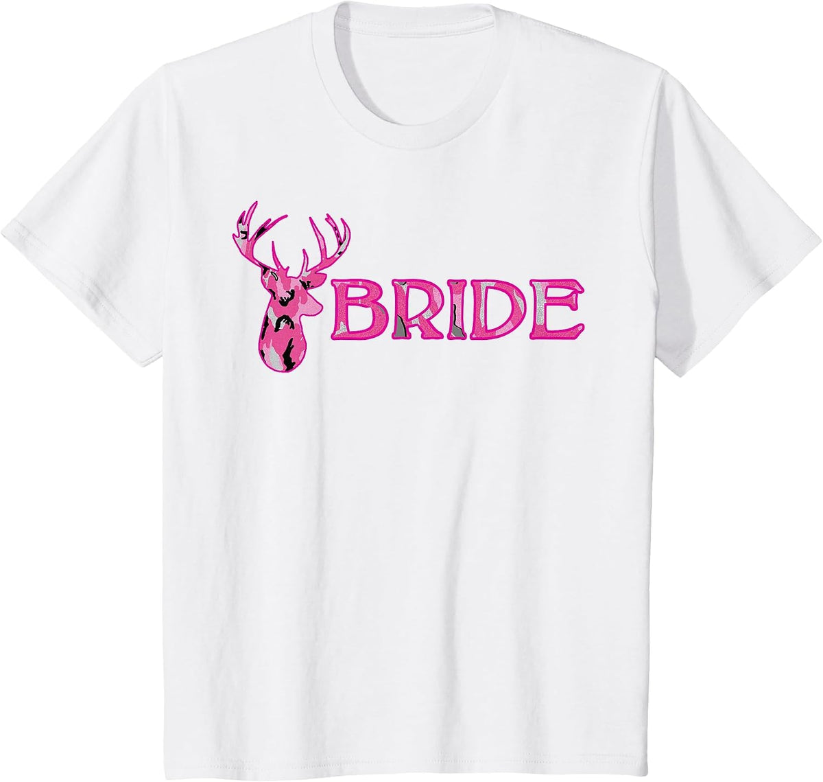 Bride Bachelorette Deer Camouflage Party Wedding T-Shirt - White