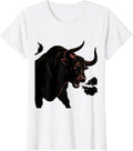 Women's Fierce Rodeo Bull Snorting Flared Nostrils Design T-Shirt - White