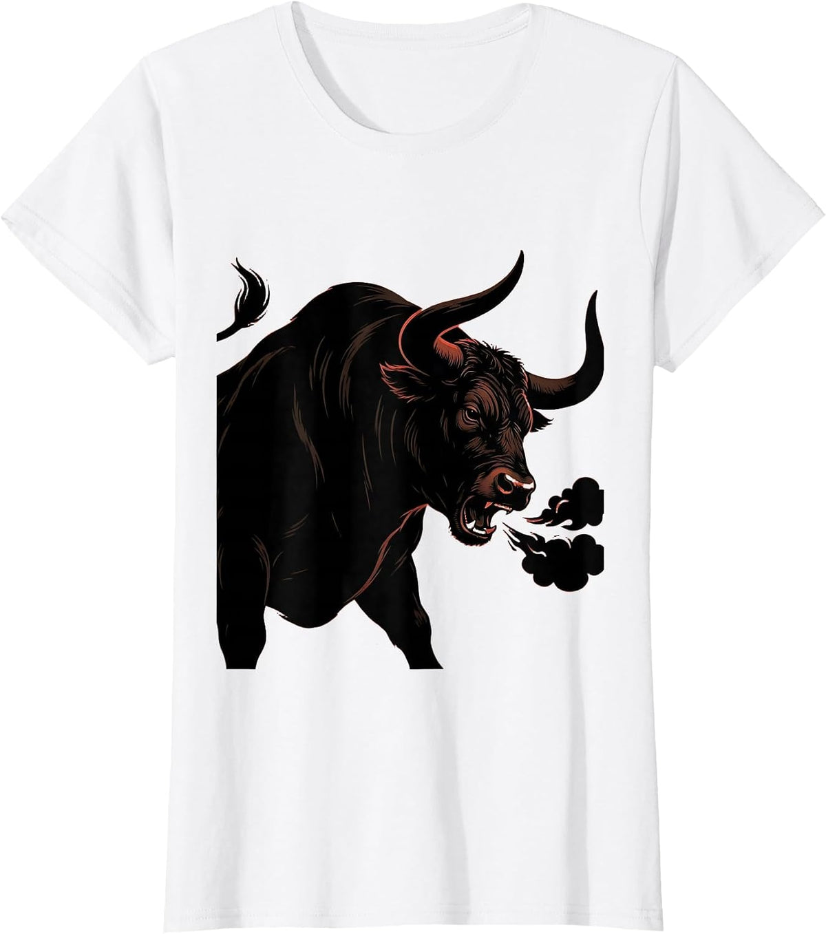 Women's Fierce Rodeo Bull Snorting Flared Nostrils Design T-Shirt - White