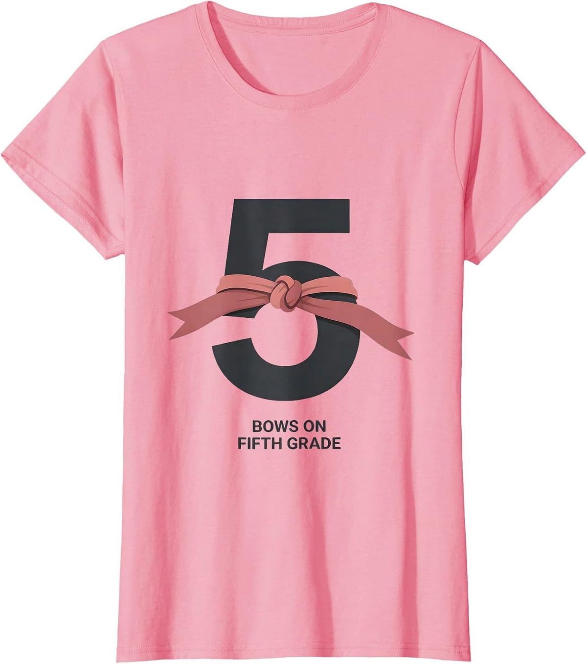 Women's Bows On Fifth Grade Coquette Bow Back to School Fifth Grade T-Shirt - Pink