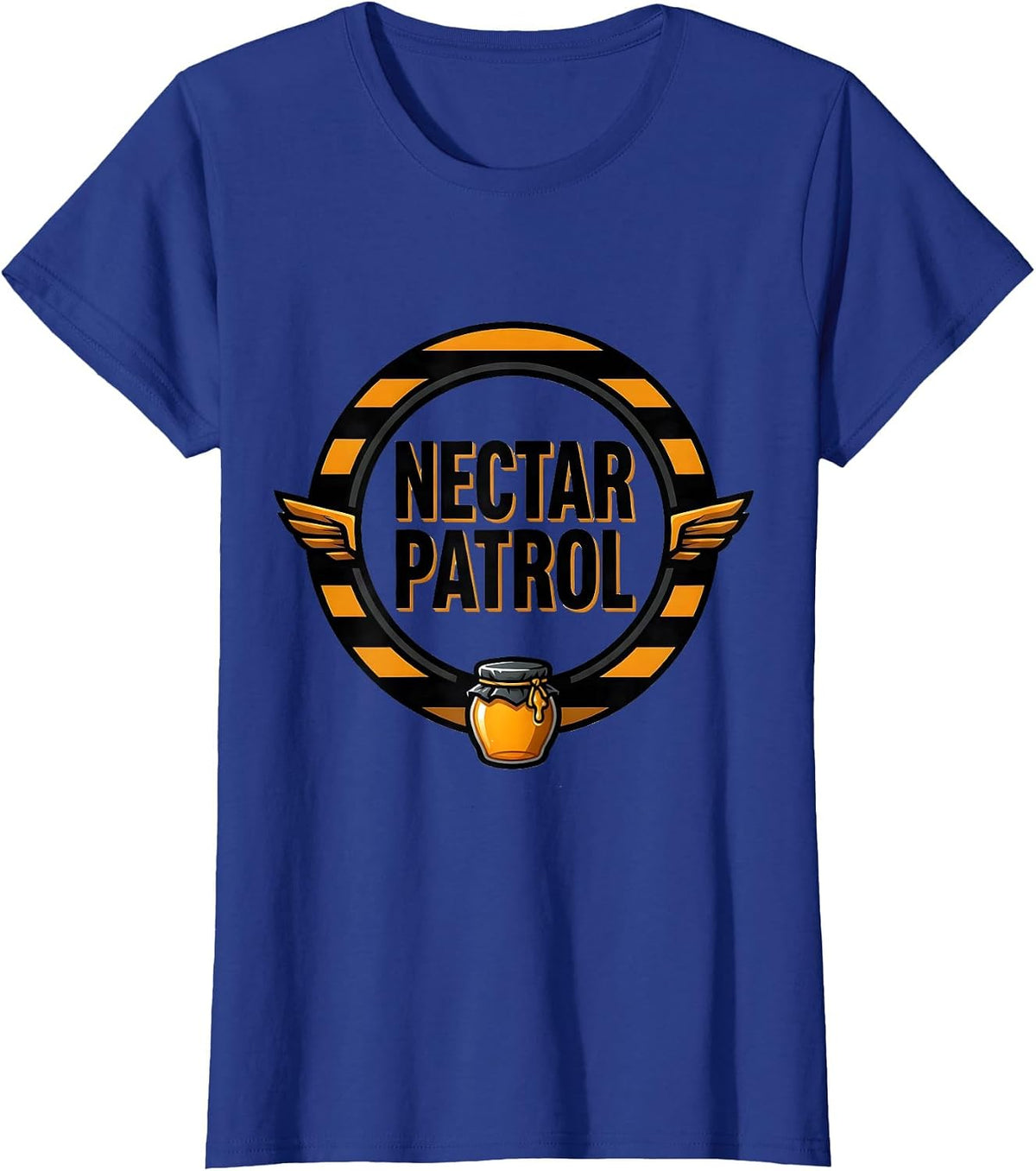 Women's Nectar Patrol Playful Halloween Bee Honey Jar Costume Humor T-Shirt - Royal Blue