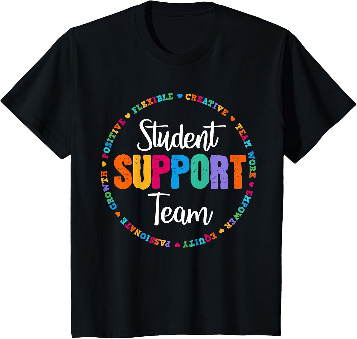 Student Support Team Counselor Social Worker Teacher Crew T-Shirt - Black