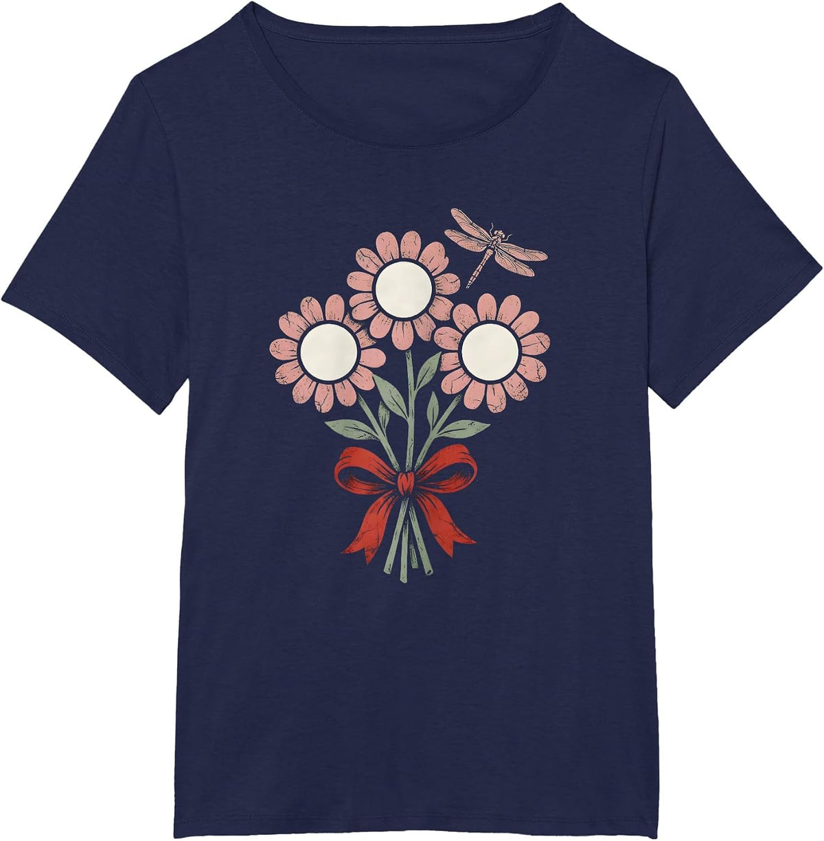 Women's Floral Bouquet Letter Tiles Dyslexia Awareness Teacher T-Shirt - Navy Blue