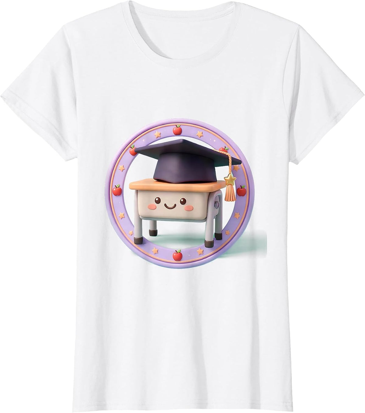 Women's 4th Grade Teacher Graduation Cap School Desk T-Shirt - White