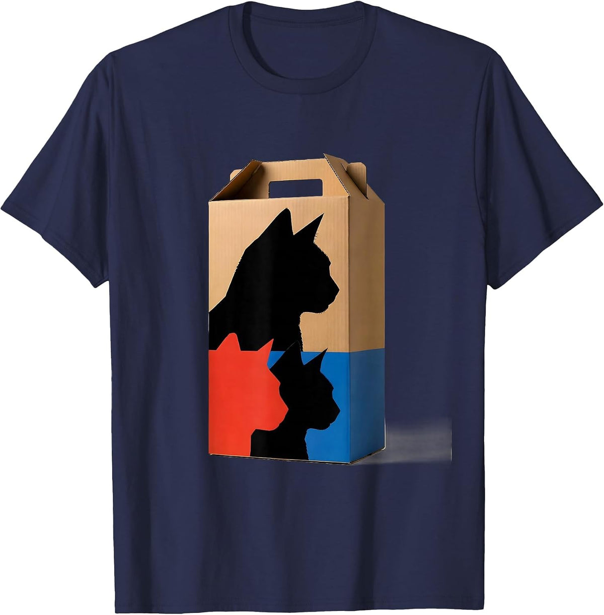 Cat Carton Quantum Physics Humor Science Geek T-Shirt - Navy Blue