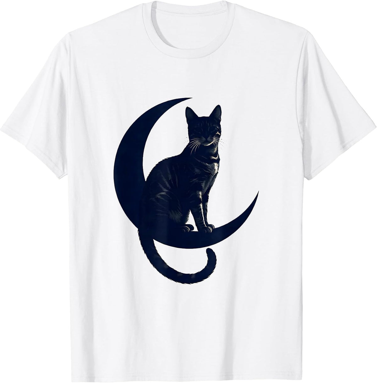 Men's Bengal Cat on Crescent Moon Celestial Design T-Shirt - White