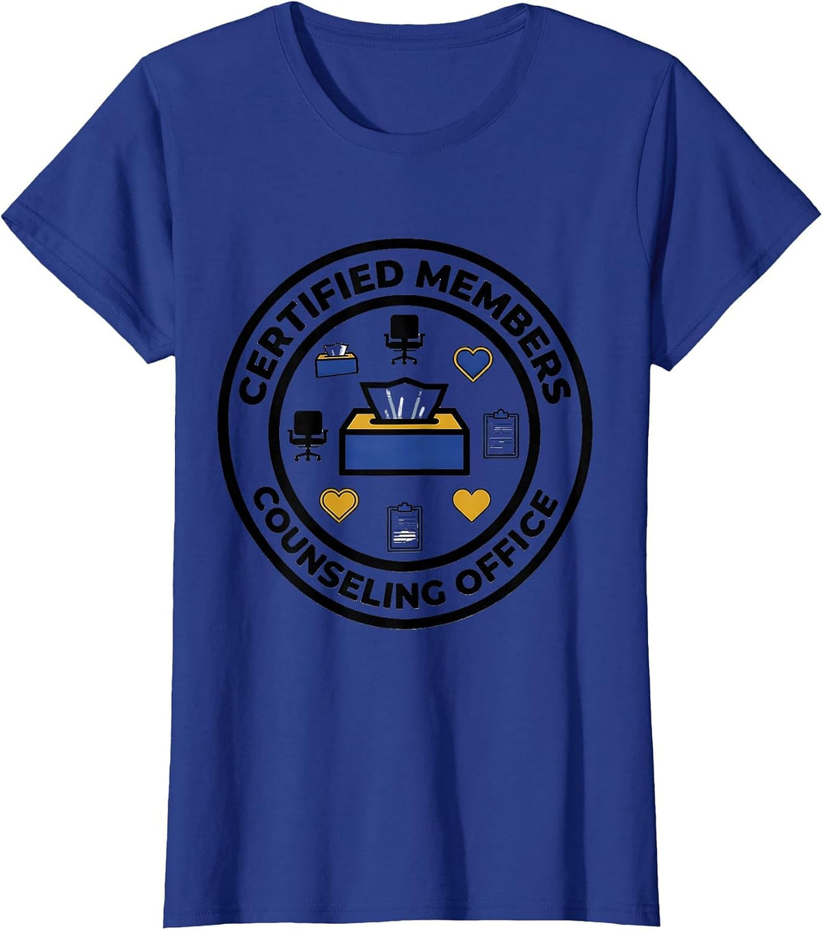 Women's Certified Members Counseling Office Geometric School T-Shirt - Royal Blue