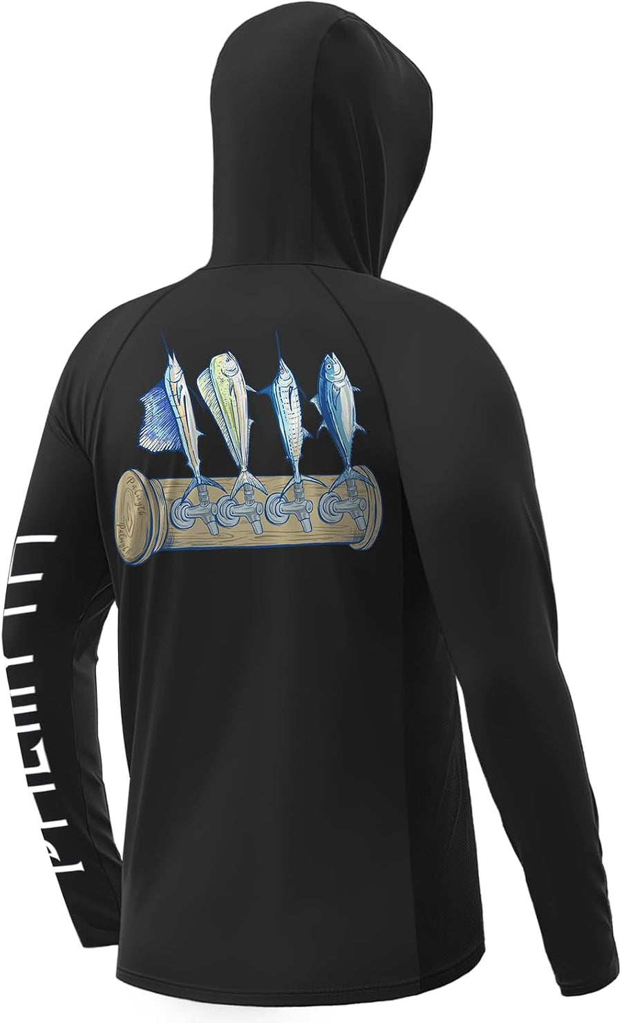 Palmyth Fishing Shirts for Men Long Sleeve UPF 50+ Sun Protection Hoodie - Black \/ Tapped