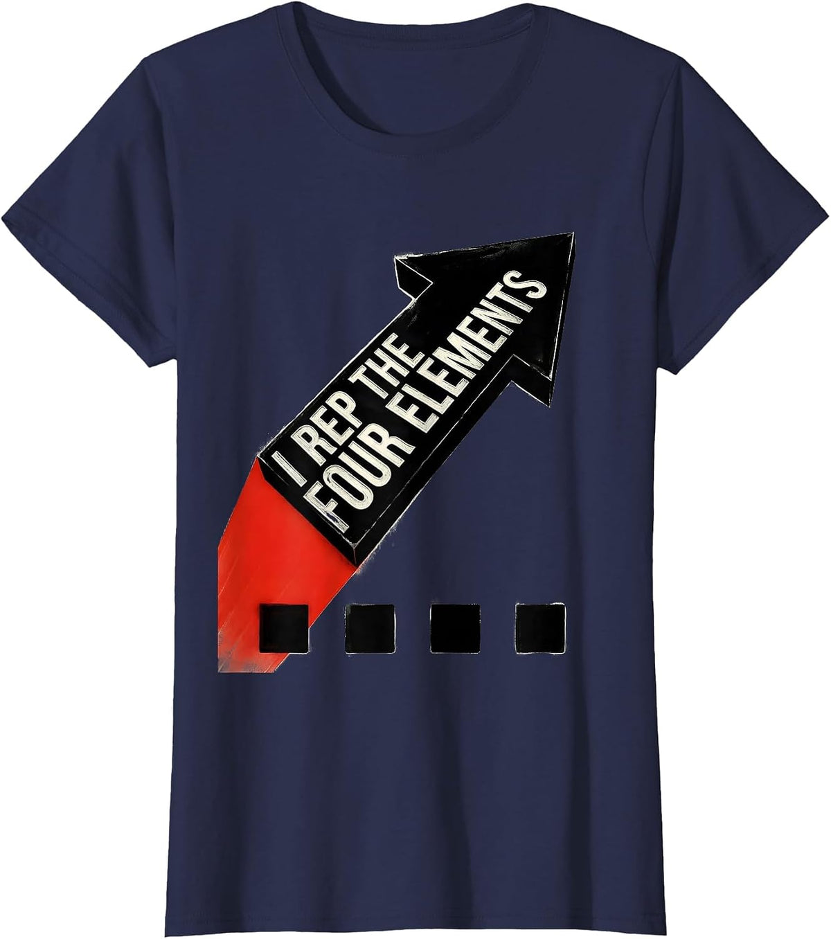 Women's I Rep The Four Elements Constructivist Graffiti Hip Hop Rap T-Shirt - Navy Blue
