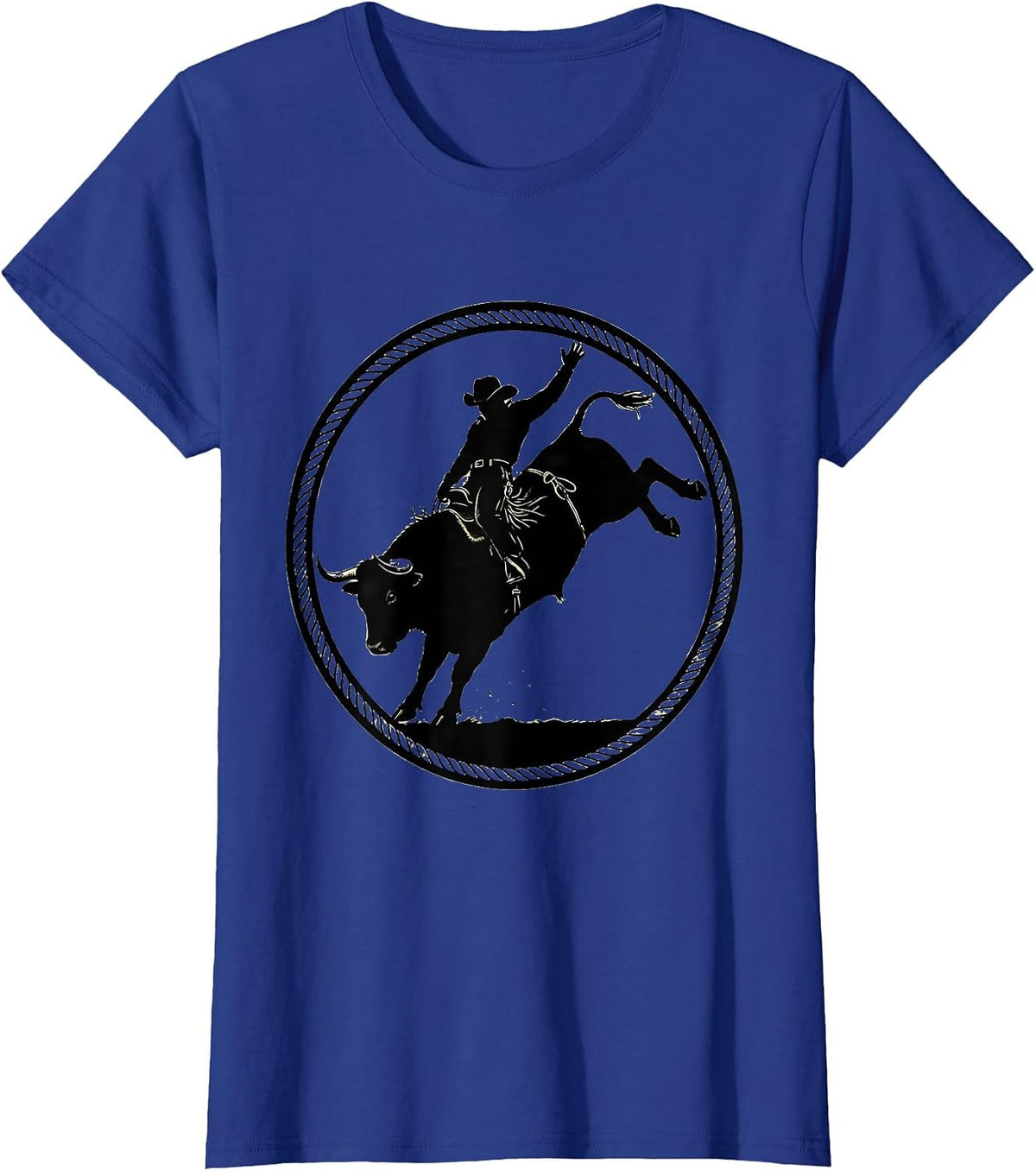 Women's 90s Country Rodeo Bull Riding Graphic T-Shirt - Royal Blue